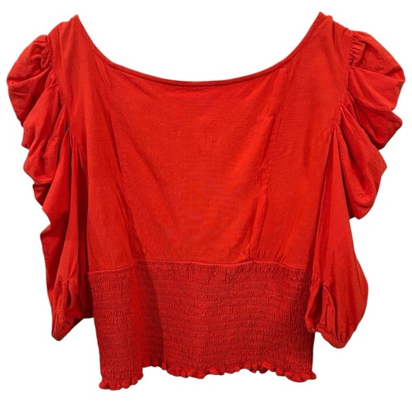 Free People Saturday Night Fever Crop Smocked Band Top Size Medium - Picture 3 of 10